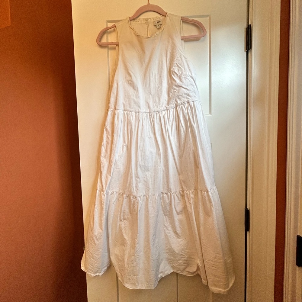 J Crew Factory Tiered White Sleeveless Midi Dress